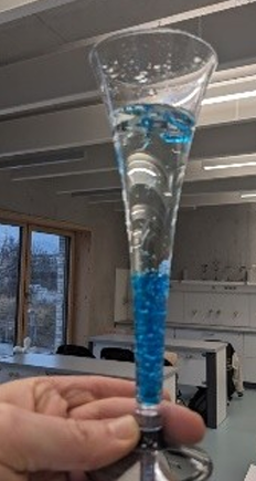 blue bubbles in a glass